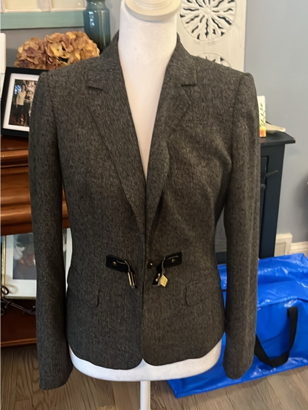 Calvin Klein Charcoal Gray Tailored Wool-Blend Blazer